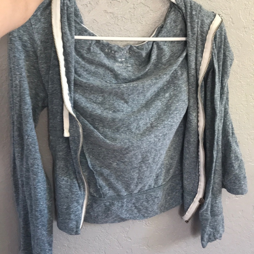 blue hooded sweatshirt